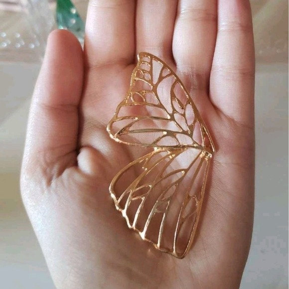 Gold Hoop metal earrings Oversized Butterfly cutout boho party 💖2/$30 - Picture 9 of 12